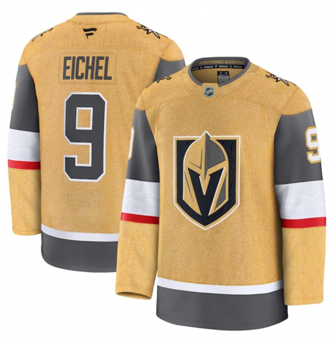 Men's Vegas Golden Knights #9 Jack Eichel Gold 2024-25 Home Stitched Hockey Jersey