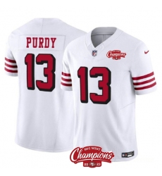 Men's San Francisco 49ers #13 Brock Purdy White 2023 F.U.S.E. NFC West Champions Alternate Football Stitched Jersey