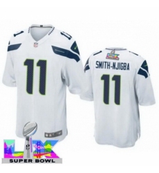 Men's Seattle Seahawks #11 Jaxon Smith-Njigba White 2025 2026 Super Bowl LX F U S E Stitched Jersey