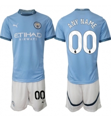 Men's Manchester City Custom 2024-25 Light Blue Home Soccer Jersey Suit
