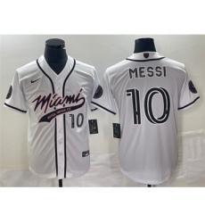 Men's Inter Miami CF #10 Lionel Messi White Cool Base Stitched Jersey