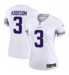 Women's Minnesota Vikings #3 Jordan Addison White Winter Warrior Limited Football Stitched Jersey Women's Minnesota Vikings #3 Jordan Addison White Winter Warrior Limited Football Stitched Jersey