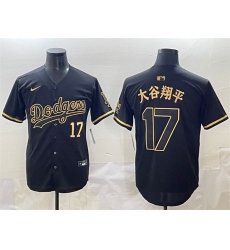 Men's Los Angeles Dodgers #17 大谷翔平 Black Gold Limited Stitched Jersey