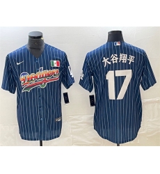 Mens Los Angeles Dodgers #17 大谷翔平 Navy Cool Base With Stitched Baseball Jersey