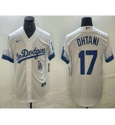 Men's Los Angeles Dodgers #17 Shohei Ohtani White 2021 City Connect Cool Base Stitched Jerseys