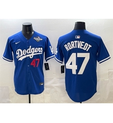 Men's Los Angeles Dodgers #47 Ben Rortvedt Royal 2025 World Series Limited Stitched Baseball Jersey