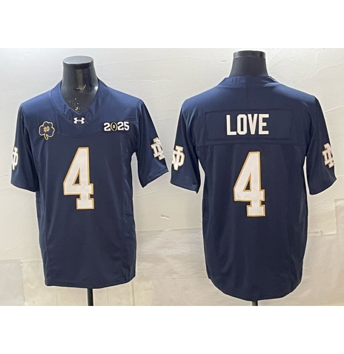 Men's Notre Dame Fighting Irish #4 Jeremiyah Love Navy F.U.S.E. 2025 CFP Final Limited Stitched Football Jersey