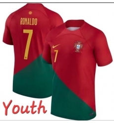 Youth Portugal Team #7 Cristiano Ronaldo Red Green Soccer Jersey