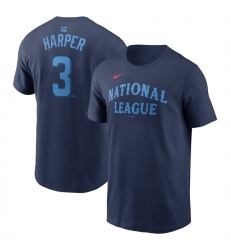 Men's National League #3 Bryce Harper Navy 2024 All-Star Name & Number T-Shirt