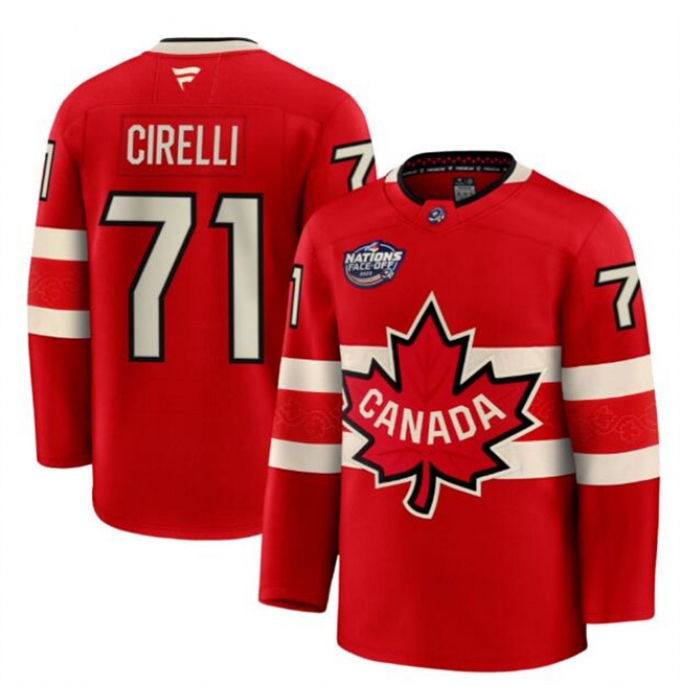 Men's Canada #71 Anthony Cirelli Red 2025 4 Nations Face-Off Premium Stitched Jersey