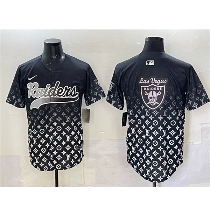 Men's Las Vegas Raiders Team Big Logo Black Limited Stitched Baseball Jersey