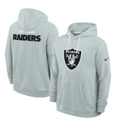 Men's Las Vegas Raiders Silver Sideline Standard Issue Initial Home Dri-FIT Pullover Hoodie