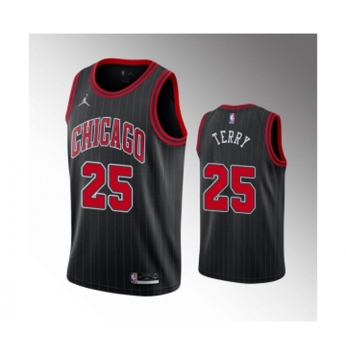 Men's Chicago Bulls #25 Dalen Terry Black Swingman Stitched Basketball Jersey
