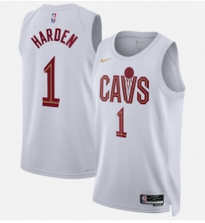 Men's Cleveland Cavaliers #1 James Harden White 2026 Association Edition Stitched Basketball Jersey