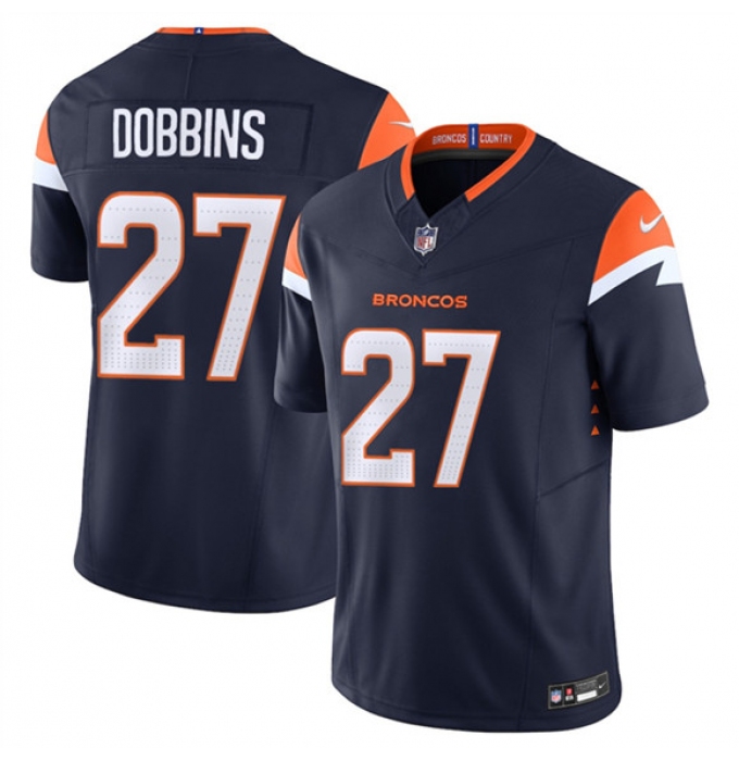 Men's Denver Broncos #27 J.K. Dobbins Navy F.U.S.E. Vapor Limited Football Stitched Jersey