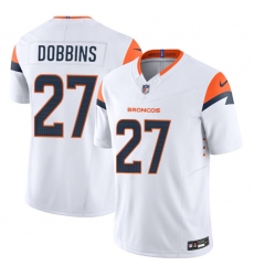 Men's Denver Broncos #27 J.K. Dobbins White 2025 F.U.S.E. Vapor Limited Football Stitched Jersey