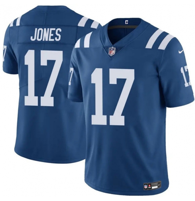 Men's Indianapolis Colts #17 Daniel Jones Blue Vapor Limited Football Stitched Jersey