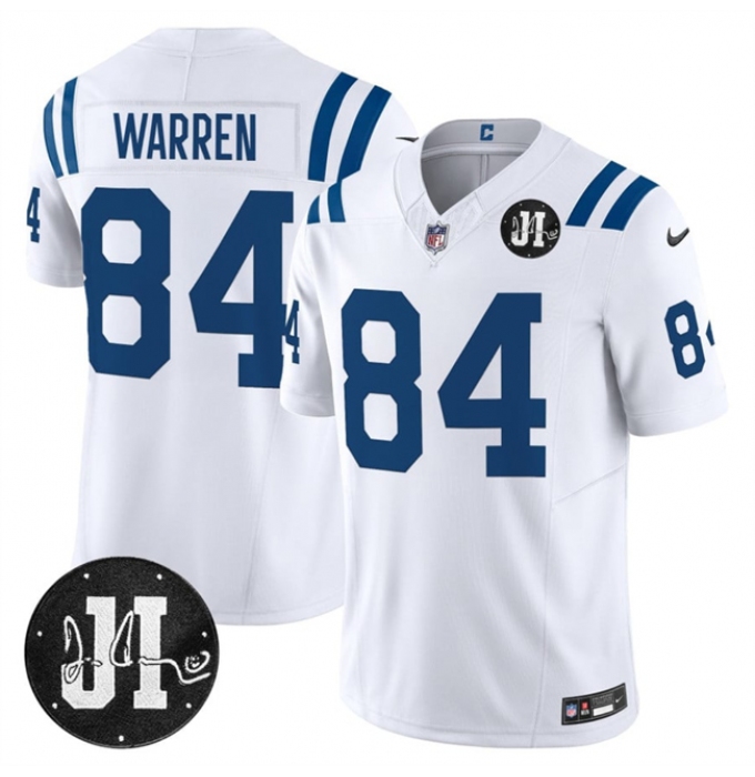 Men's Indianapolis Colts #84 Tyler Warren White 2025 F.U.S.E. Jim Irsay Vapor Limited Football Stitched Jersey