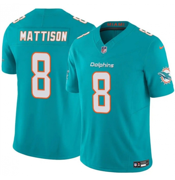 Men's Miami Dolphins #8 Alexander Mattison Aqua 2025 F.U.S.E. Vapor Limited Football Stitched Jersey