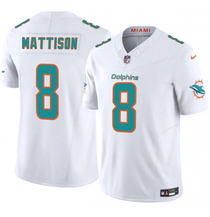 Men's Miami Dolphins #8 Alexander Mattison White 2025 F.U.S.E. Vapor Limited Football Stitched Jersey