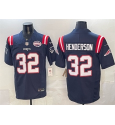 Men's New England Patriots #32 TreVeyon Henderson Navy F.U.S.E. 2025 AFC East Championship Vapor Limited Stitched Football Jersey