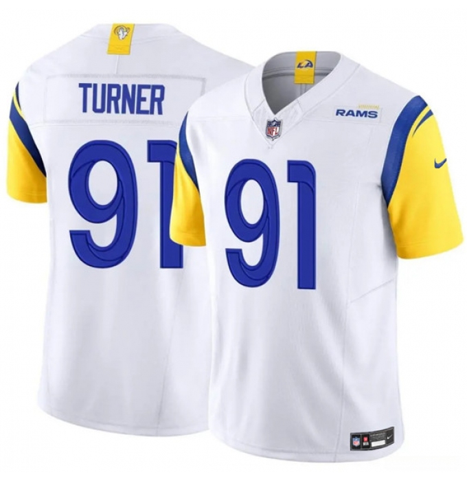 Men's Los Angeles Rams #91 Kobie Turner White 2025 F.U.S.E. Vapor Untouchable Football Stitched Jersey