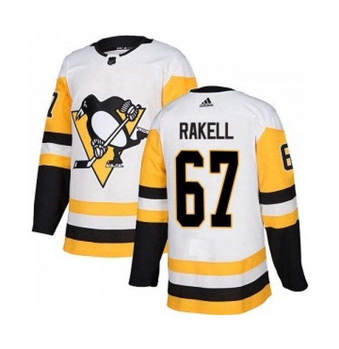 Men's Adidas Pittsburgh Penguins #67 Rickard Rakell White Road Authentic Stitched NHL Jersey