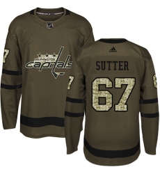 Men's Adidas Washington Capitals #67 Riley Sutter Authentic Green Salute to Service NHL Jersey