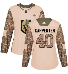 Women's Adidas Vegas Golden Knights #40 Ryan Carpenter Authentic Camo Veterans Day Practice NHL Jersey