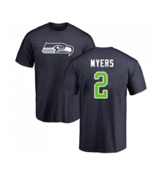 Football Seattle Seahawks #2 Jason Myers Navy Blue Name & Number Logo T-Shirt