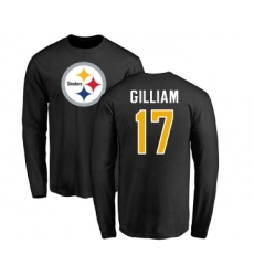 Football Pittsburgh Steelers #17 Joe Gilliam Black Name & Number Logo Long Sleeve T-Shirt