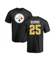 Football Pittsburgh Steelers #25 Artie Burns Black Name & Number Logo T-Shirt