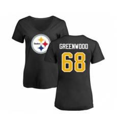 Football Women's Pittsburgh Steelers #68 L.C. Greenwood Black Name & Number Logo Slim Fit T-Shirt