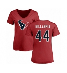 Football Women's Houston Texans #44 Cullen Gillaspia Red Name & Number Logo T-Shirt