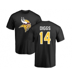 Football Minnesota Vikings #14 Stefon Diggs Black Name & Number Logo T-Shirt
