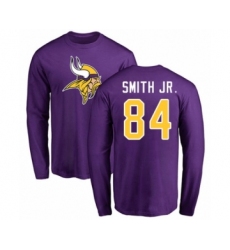 Football Minnesota Vikings #84 Irv Smith Jr. Purple Name & Number Logo Long Sleeve T-Shirt