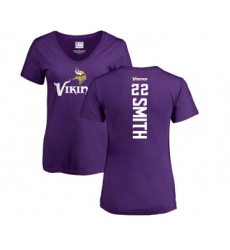 Football Women's Minnesota Vikings #22 Harrison Smith Purple Backer Slim Fit T-Shirt