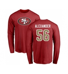 Football San Francisco 49ers #56 Kwon Alexander Red Name & Number Logo Long Sleeve T-Shirt