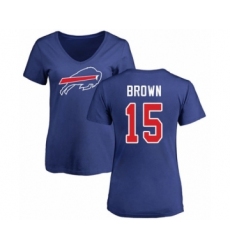 Football Women's Buffalo Bills #15 John Brown Royal Blue Name & Number Logo T-Shirt