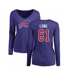 Football Women's Buffalo Bills #61 Spencer Long Royal Blue Name & Number Logo Long Sleeve T-Shirt