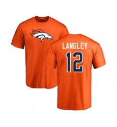 Football Denver Broncos #12 Brendan Langley Orange Name & Number Logo T-Shirt