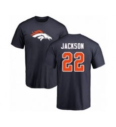 Football Denver Broncos #22 Kareem Jackson Navy Blue Name & Number Logo T-Shirt
