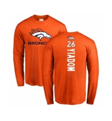 Football Denver Broncos #26 Isaac Yiadom Orange Backer Long Sleeve T-Shirt