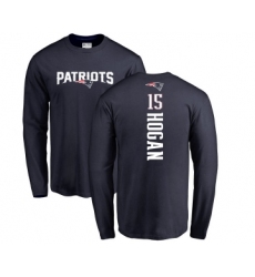 Football New England Patriots #15 Chris Hogan Navy Blue Backer Long Sleeve T-Shirt