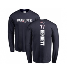Football New England Patriots #77 Michael Bennett Navy Blue Backer Long Sleeve T-Shirt