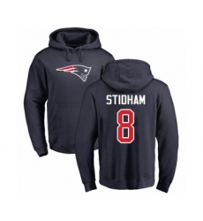 Football New England Patriots #8 Jarrett Stidham Navy Blue Name & Number Logo Pullover Hoodie