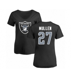 Football Women's Oakland Raiders #27 Trayvon Mullen Black Name & Number Logo T-Shirt