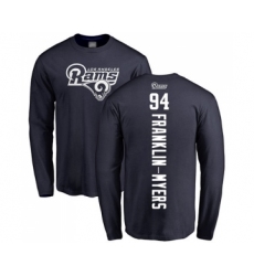 Football Los Angeles Rams #94 John Franklin-Myers Navy Blue Backer Long Sleeve T-Shirt