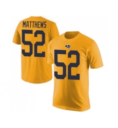 Men's Los Angeles Rams #52 Clay Matthews Gold Rush Pride Name & Number T-Shirt