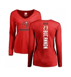 Football Women's Tampa Bay Buccaneers #23 Deone Bucannon Red Backer Long Sleeve T-Shirt